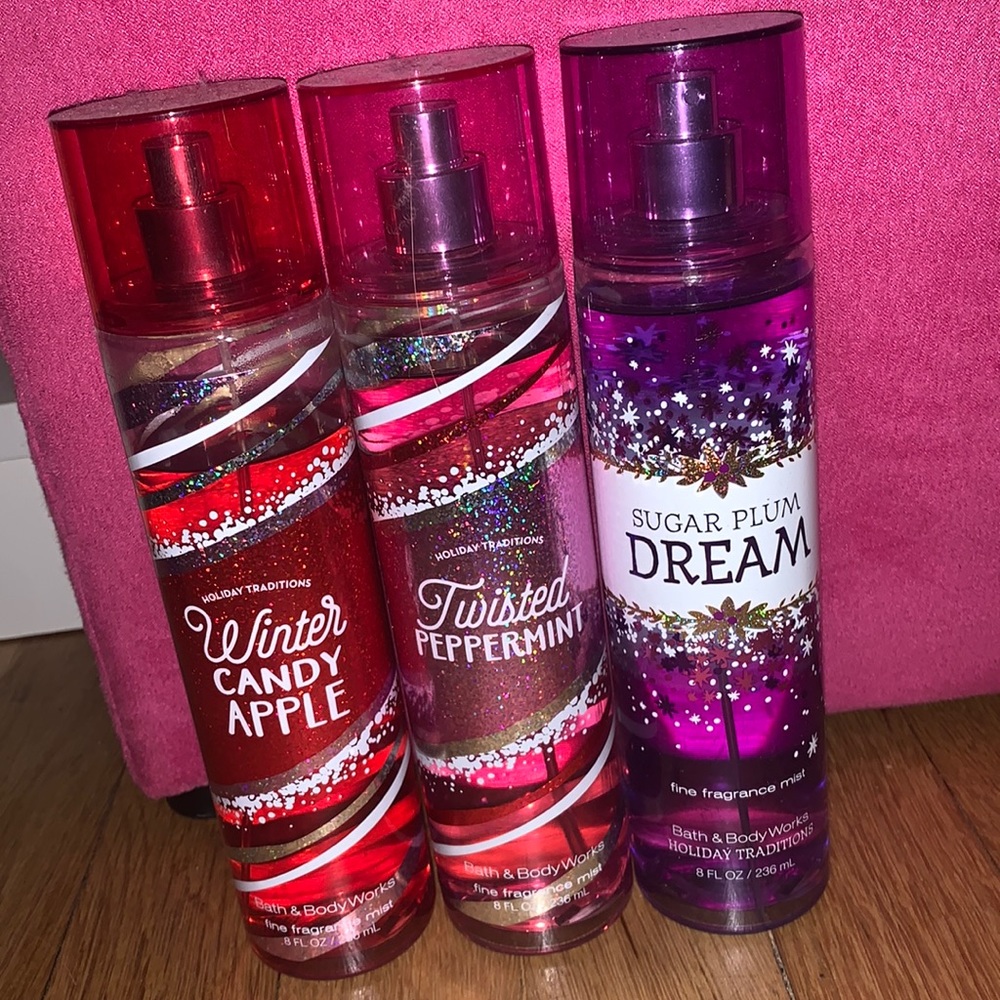 3 bath and body works Christmas fragrance mists